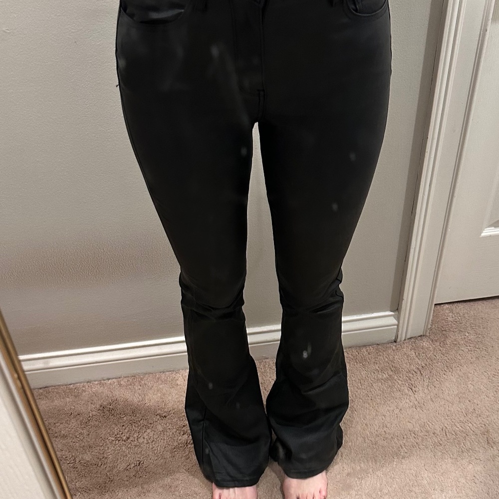 Faux leather flare pants